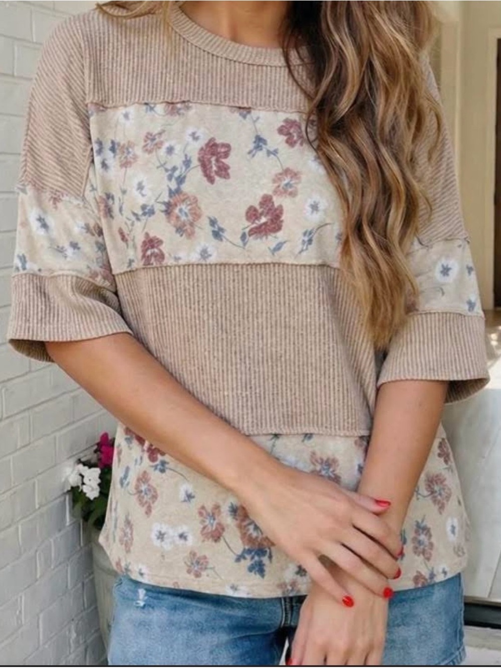 Haptics Oversized Mixed Media Top